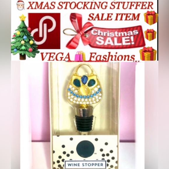 MODERN EXPRESSION Wine Bottle Stopper Gold Tone/Rhinestone Purse - NIB - NWT - Picture 6 of 6